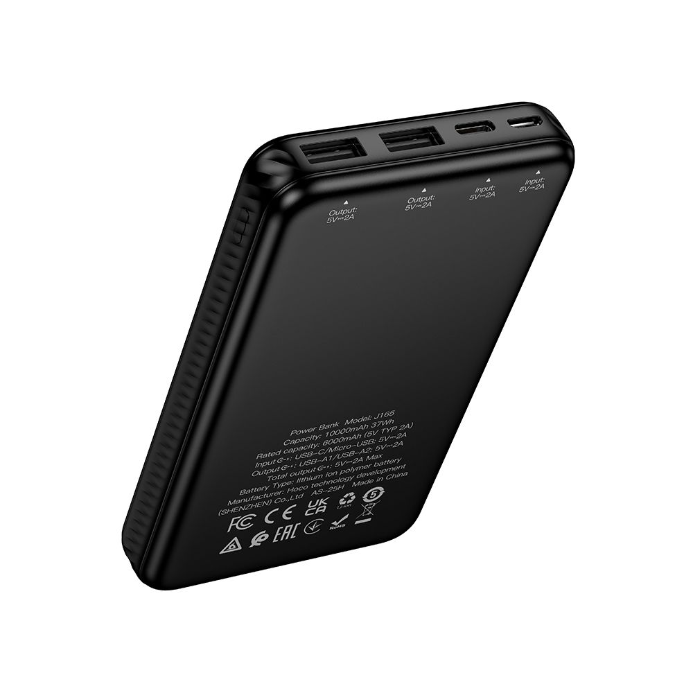 Baterie Externa HOCO J165A, 10000mAh, 10W, 2 x USB-A, Neagra