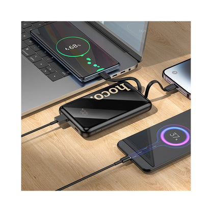 Baterie Externa HOCO Q37, 10000mAh, 22.5W, QC + PD, 1 x Lightning - 1 x USB-A - 2 x USB-C, Neagra
