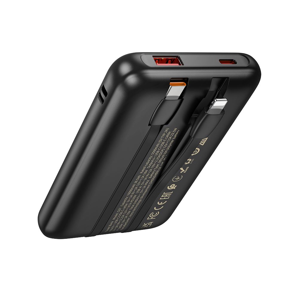 Baterie Externa HOCO Q37, 10000mAh, 22.5W, QC + PD, 1 x Lightning - 1 x USB-A - 2 x USB-C, Neagra
