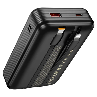 Baterie Externa HOCO Q37A, 20000mAh, 22.5W, QC + PD, 1 x Lightning - 1 x USB-A - 2 x USB-C, Neagra