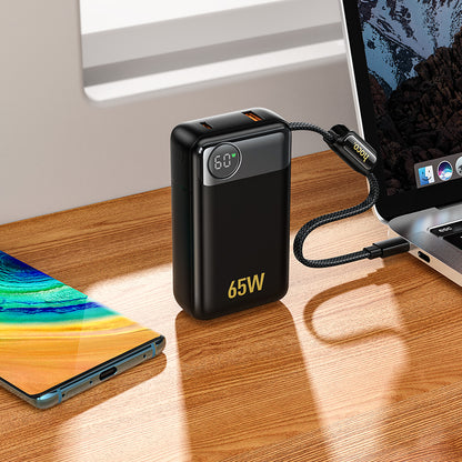 Baterie Externa HOCO Q53, 12000mAh, 65W, QC + PD, 1 x USB-A - 2 x USB-C, Neagra