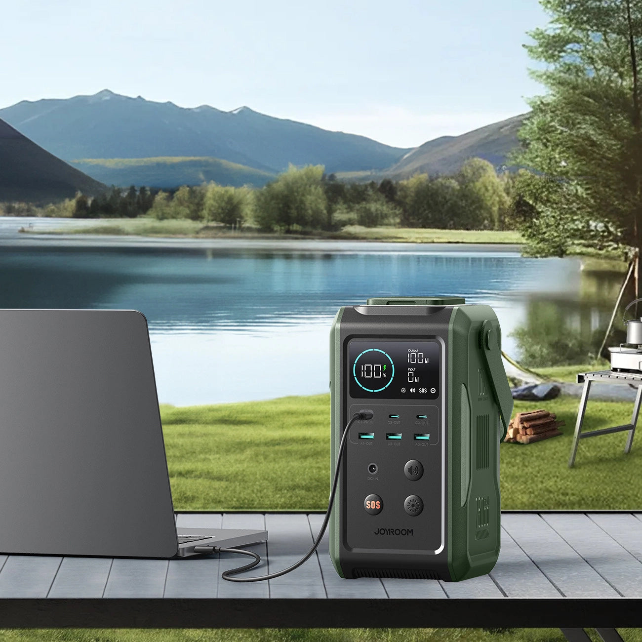 Baterie Externa Joyroom JR-PBF10, 75000mAh, 100W, QC + PD, 3 x USB-A - 3 x USB-C, Verde