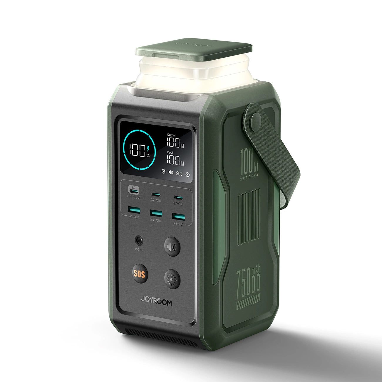 Baterie Externa Joyroom JR-PBF10, 75000mAh, 100W, QC + PD, 3 x USB-A - 3 x USB-C, Verde