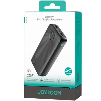 Baterie Externa Joyroom JR-PBF16, 20000mAh, 22.5W, QC + PD, 1 x USB-C - 2 x USB-A, Neagra