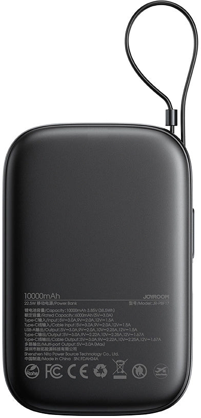 Baterie Externa Joyroom JR-PBF17, 10000mAh, 22.5W, QC + PD, 1 x USB-A - 2 x USB-C, Neagra