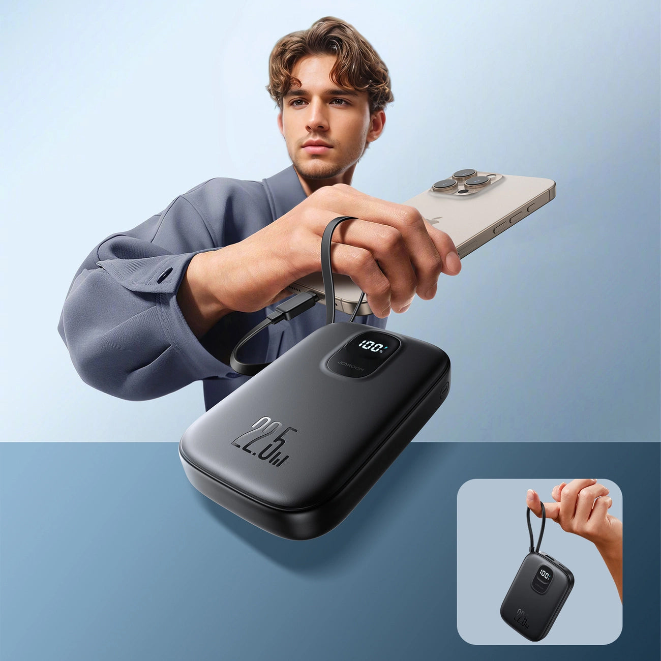 Baterie Externa Joyroom JR-PBF17, 10000mAh, 22.5W, QC + PD, 1 x USB-A - 2 x USB-C, Neagra