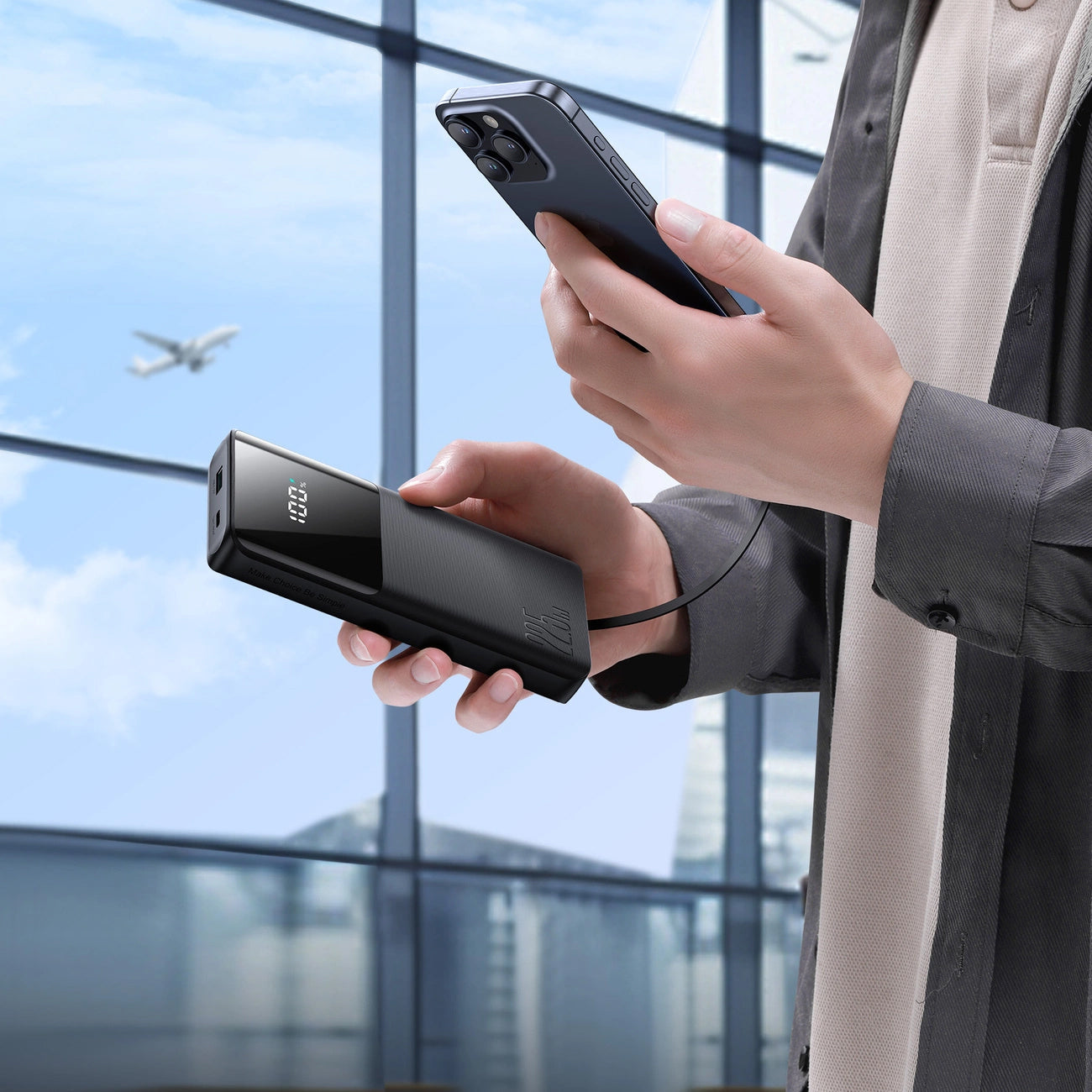 Baterie Externa Joyroom JR-PBF19, 10000mAh, 22.5W, QC + PD, 1 x Lightning - 1 x USB-A - 2 x USB-C, Neagra