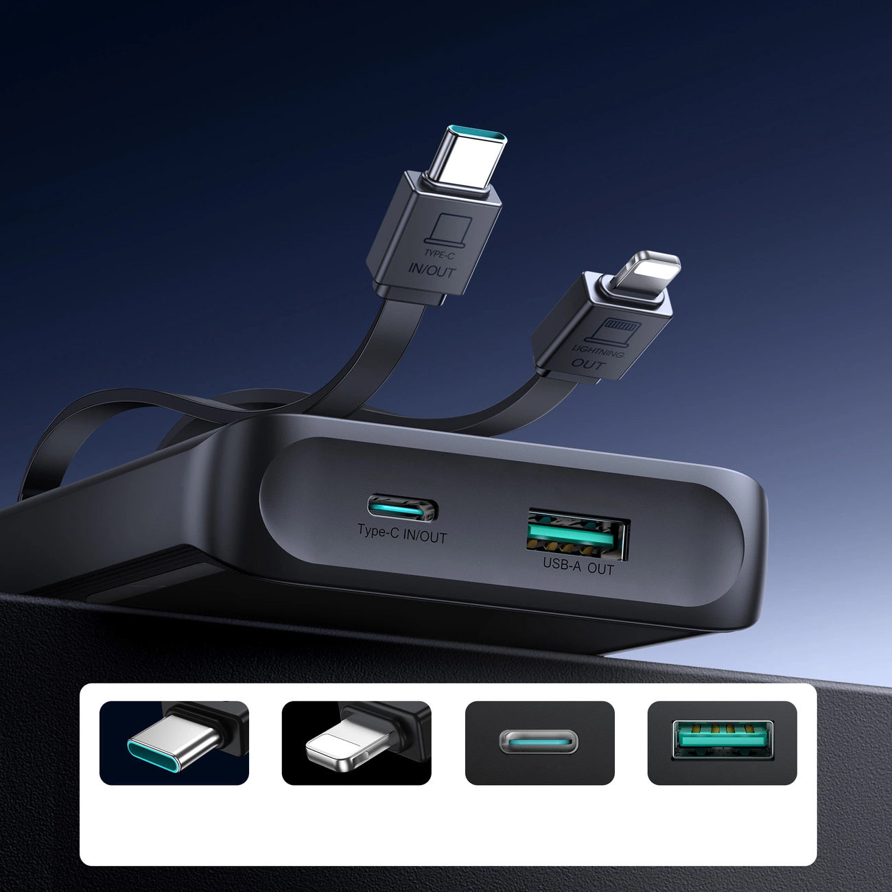 Baterie Externa Joyroom JR-PBF19, 10000mAh, 22.5W, QC + PD, 1 x Lightning - 1 x USB-A - 2 x USB-C, Neagra