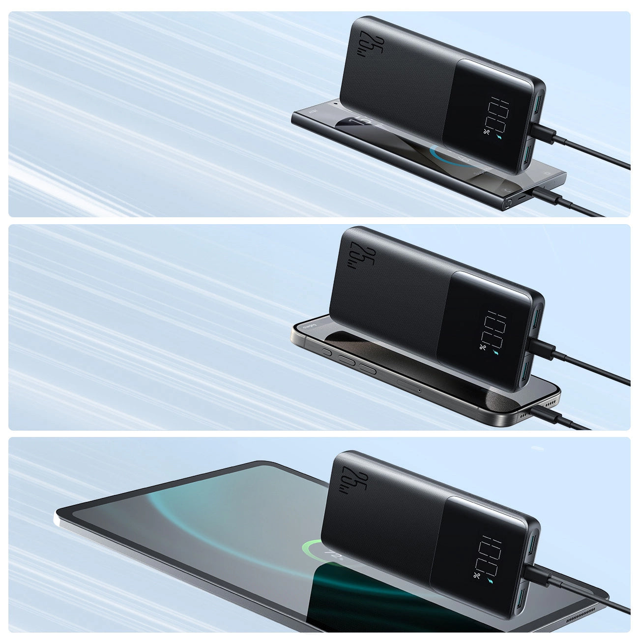 Baterie Externa Joyroom JR-PBF20, 10000mAh, 25W, QC + PD, 1 x USB-C - 2 x USB-A, Neagra