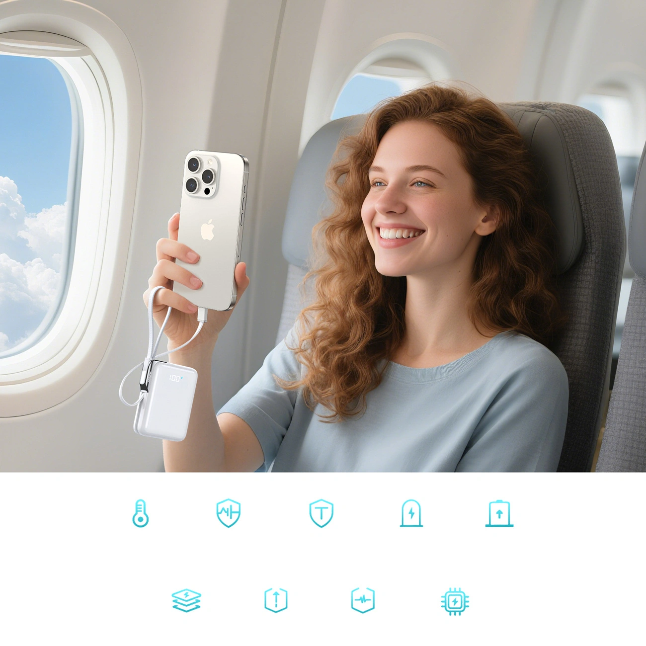 Baterie Externa Joyroom JR-PBF27 Pro, 10000mAh, 30W, QC + PD, 1 x Lightning - 2 x USB-C, Alba