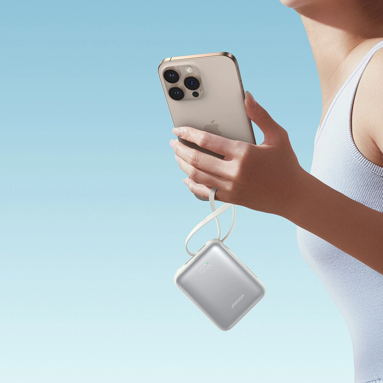 Baterie Externa Joyroom JR-PBF27, 10000mAh, 22.5W, PD, 1 x Lightning - 2 x USB-C, Alba