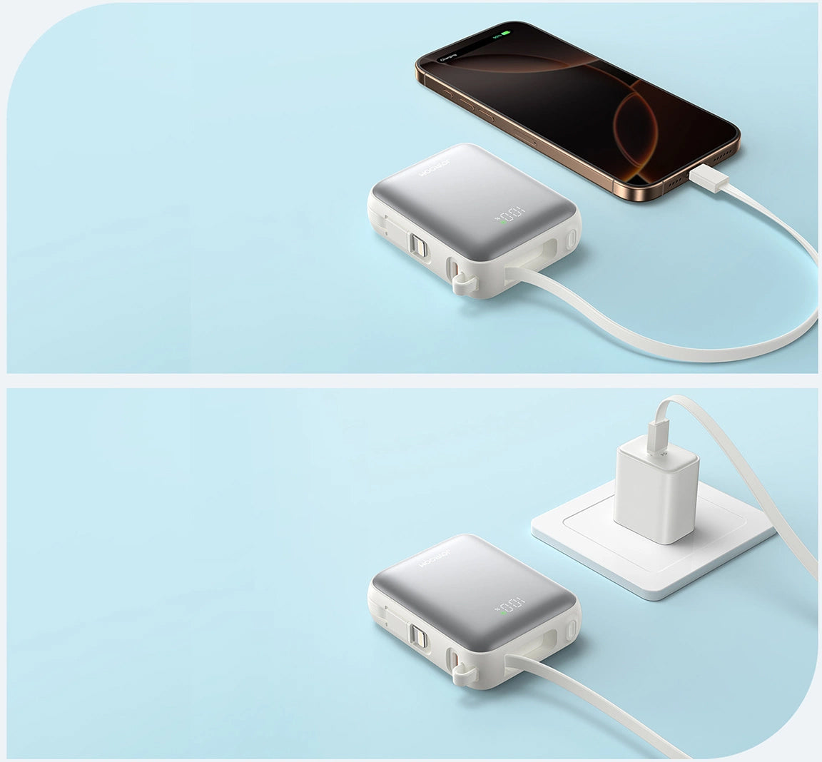 Baterie Externa Joyroom JR-PBF27, 10000mAh, 22.5W, PD, 1 x Lightning - 2 x USB-C, Alba