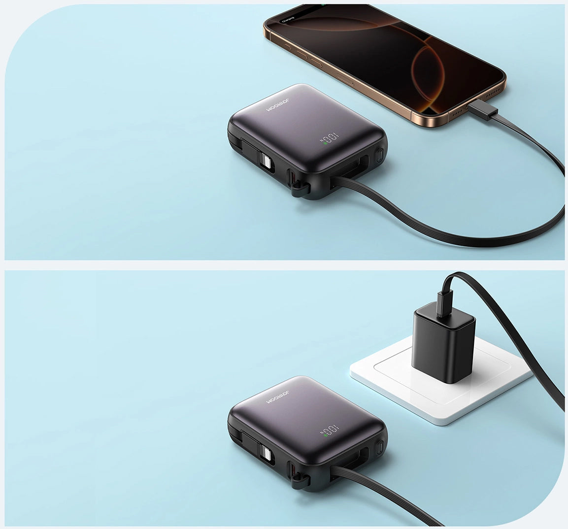Baterie Externa Joyroom JR-PBF27, 10000mAh, 22.5W, QC + PD, 1 x Lightning - 2 x USB-C, Neagra