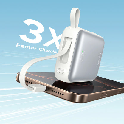 Baterie Externa Joyroom JR-PBF27, 10000mAh, 22.5W, PD, 1 x Lightning - 2 x USB-C, Alba