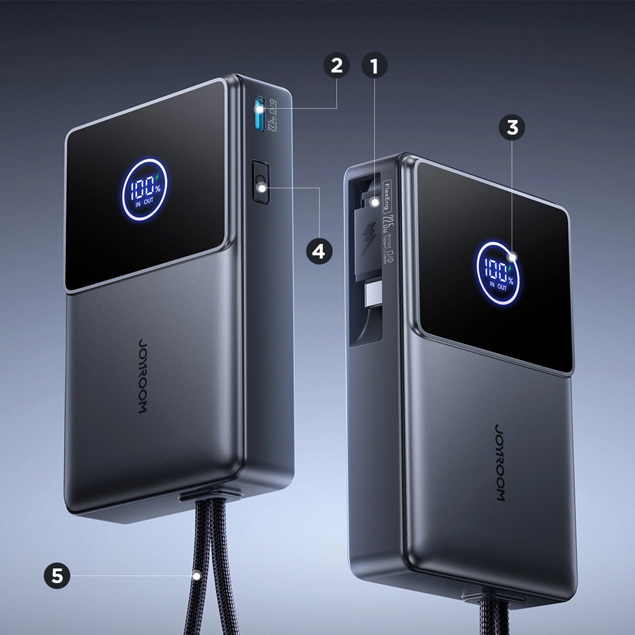 Baterie Externa Joyroom JR-PR1, 10000mAh, 22.5W, PD, 2 x USB-C, Gri