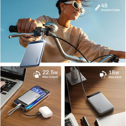 Baterie Externa Lisen, 10000mAh, 22.5W, PD, 2 x USB-C, Gri