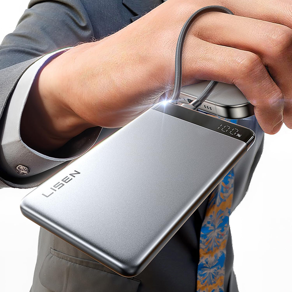 Baterie Externa Lisen, 10000mAh, 22.5W, PD, 2 x USB-C, Gri
