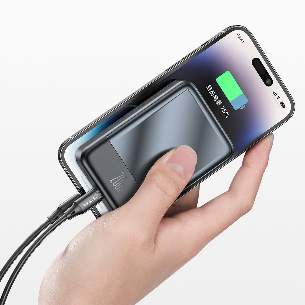 Baterie Externa Wireless McDodo MC-4261 Ambilight, 10000mAh, 20W, PD + FQI, 1 x QI - 1 x USB-C, Neagra