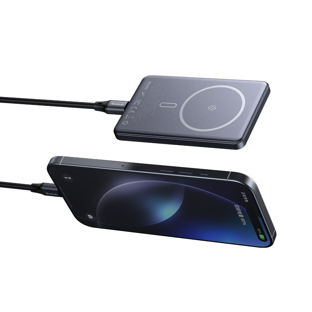 Baterie Externa Wireless McDodo MC-4641 Meta, 5000mAh, 20W, PD + FQI, 1 x QI - 1 x USB-C, Neagra