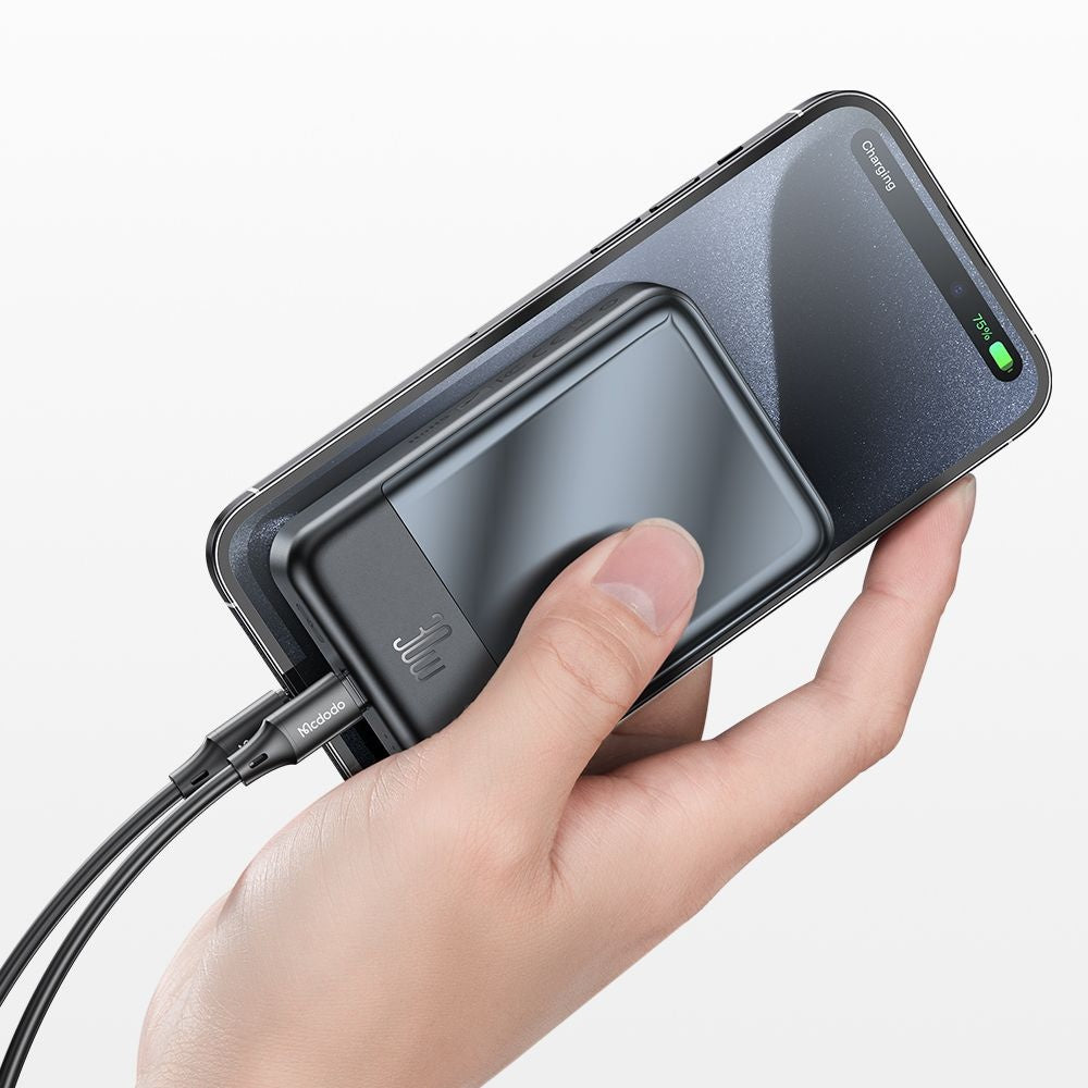 Baterie Externa Wireless McDodo MC-5931 Ambilight, 10000mAh, 30W, PD + FQI, 1 x QI - 1 x USB-C, Neagra