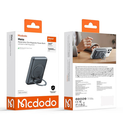 Baterie Externa Wireless McDodo MC-8371 Meta, 10000mAh, 20W, PD + FQI, 1 x QI - 1 x USB-C, Gri