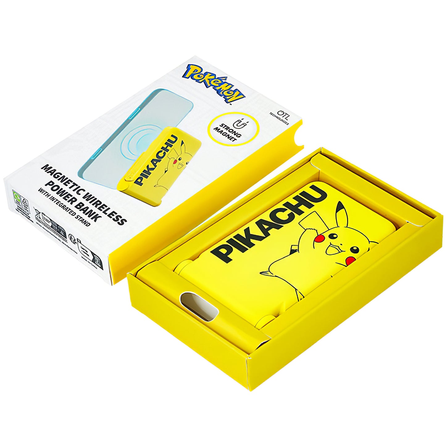 Baterie Externa Wireless OTL Pokemon Pikatchu, 5000mAh, 20W, PD + FQI, 1 x QI - 1 x USB-C, Galbena PK1191