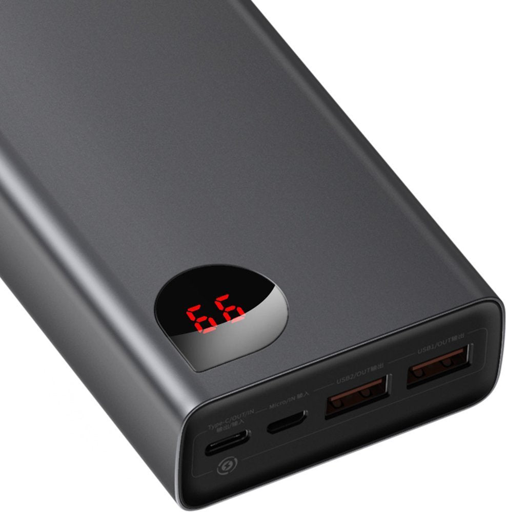 Baterie Externa Baseus Adaman, 20000mAh, 65W, QC + PD, 1 x USB-C - 2 x USB-C, Neagra PPIMDA-D01