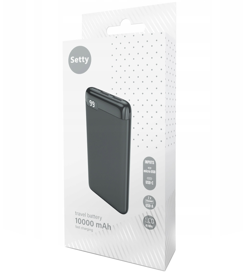 Baterie Externa Setty SPBL-10, 10000mAh, 10W, 2 x USB-A, Neagra