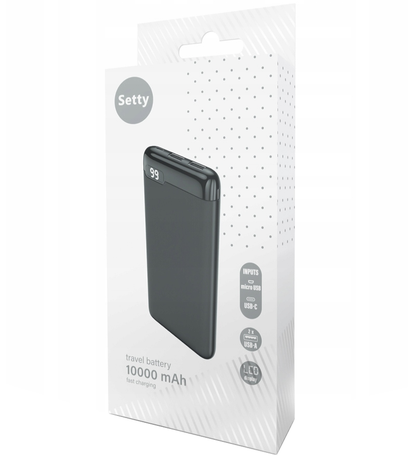 Baterie Externa Setty SPBL-10, 10000mAh, 10W, 2 x USB-A, Neagra