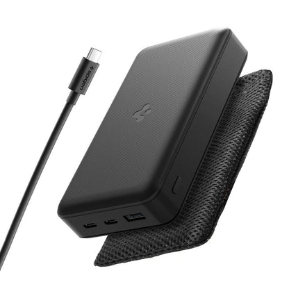 Baterie Externa Spigen, 20000mAh, 30W, QC + PD, 1 x USB-A - 2 x USB-C, Neagra