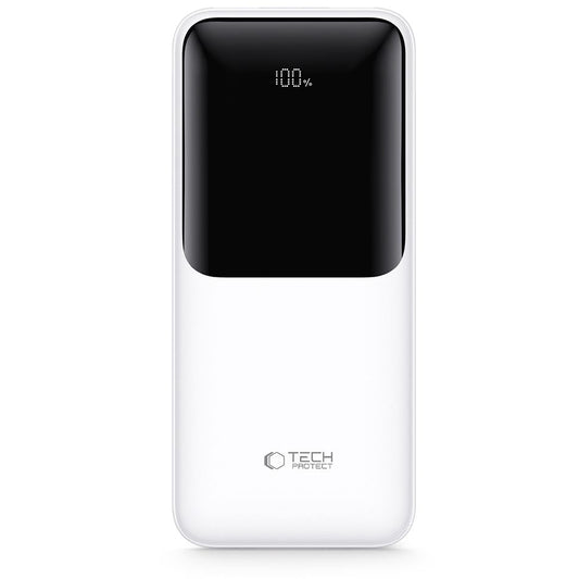 Baterie Externa Tech-Protect PB02, 20000mAh, 22.5W, QC + PD, 1 x USB-C - 2 x USB-A, Alba