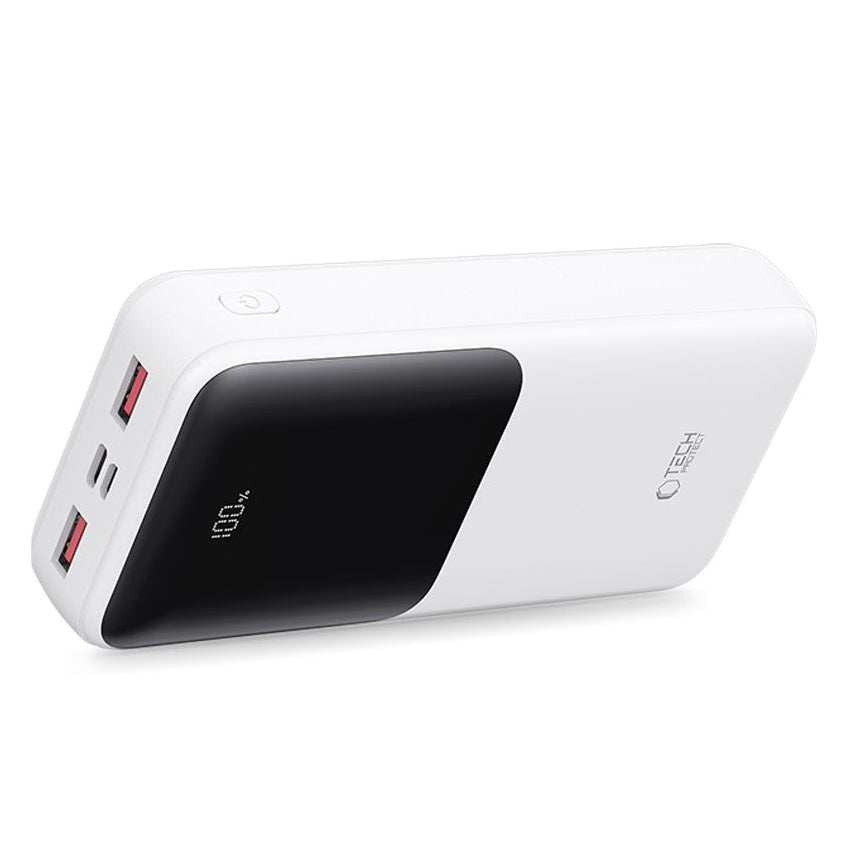 Baterie Externa Tech-Protect PB02, 20000mAh, 22.5W, QC + PD, 1 x USB-C - 2 x USB-A, Alba