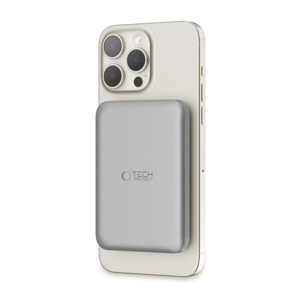 Baterie Externa Wireless Tech-Protect PB10 LifeMag, 5000mAh, 15W, PD + FQI, 1 x QI - 1 x USB-C, Gri