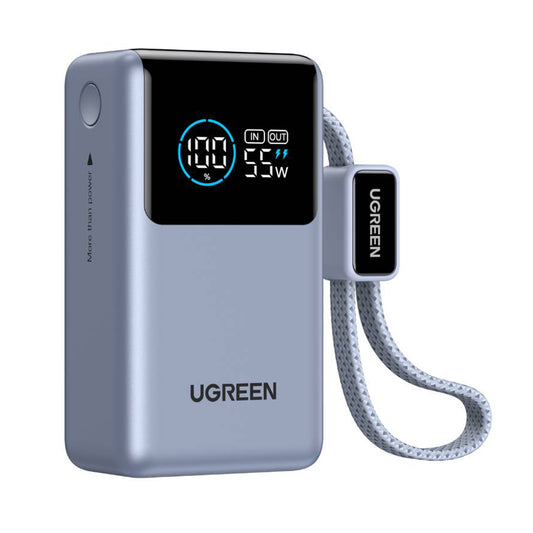 Baterie Externa UGREEN Nexode Pro PB727 (75701B), 10000mAh, 55W, QC + PD, 1 x USB-A - 2 x USB-C, Gri