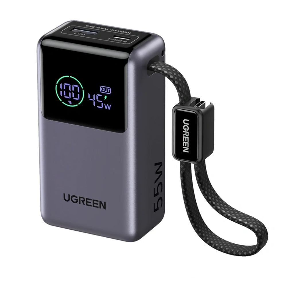 Baterie Externa UGREEN Nexode Pro PB727 (85301B), 10000mAh, 55W, QC + PD, 1 x USB-A - 2 x USB-C, Gri