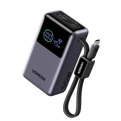 Baterie Externa UGREEN Nexode Pro PB727 (85301B), 10000mAh, 55W, QC + PD, 1 x USB-A - 2 x USB-C, Gri