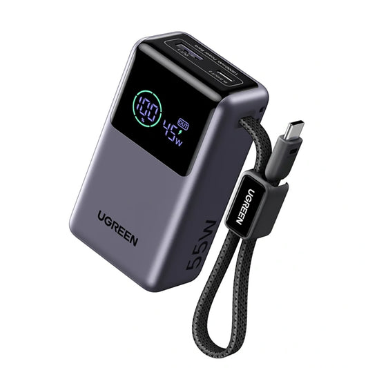 Baterie Externa UGREEN Nexode Pro PB727 (85301B), 10000mAh, 55W, QC + PD, 1 x USB-A - 2 x USB-C, Gri