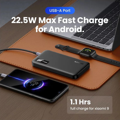 Baterie Externa UGREEN PB311, 10000mAh, 22.5W, QC + PD, 1 x USB-C - 2 x USB-A, Neagra