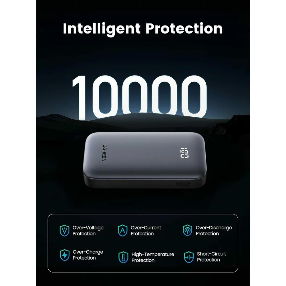 Baterie Externa UGREEN PB502, 10000mAh, 30W, QC + PD, 1 x USB-A - 1 x USB-C, Gri