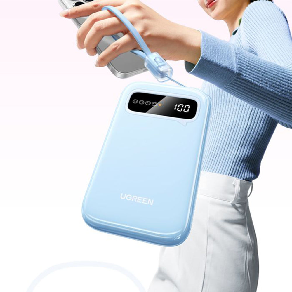 Baterie Externa UGREEN PB522, 10000mAh, 20W, QC + PD, 1 x USB-A - 1 x USB-C, Albastra