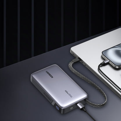 Baterie Externa UGREEN PB551 (55992), 20000mAh, 145W, QC + PD, 1 x USB-A - 2 x USB-C, Gri