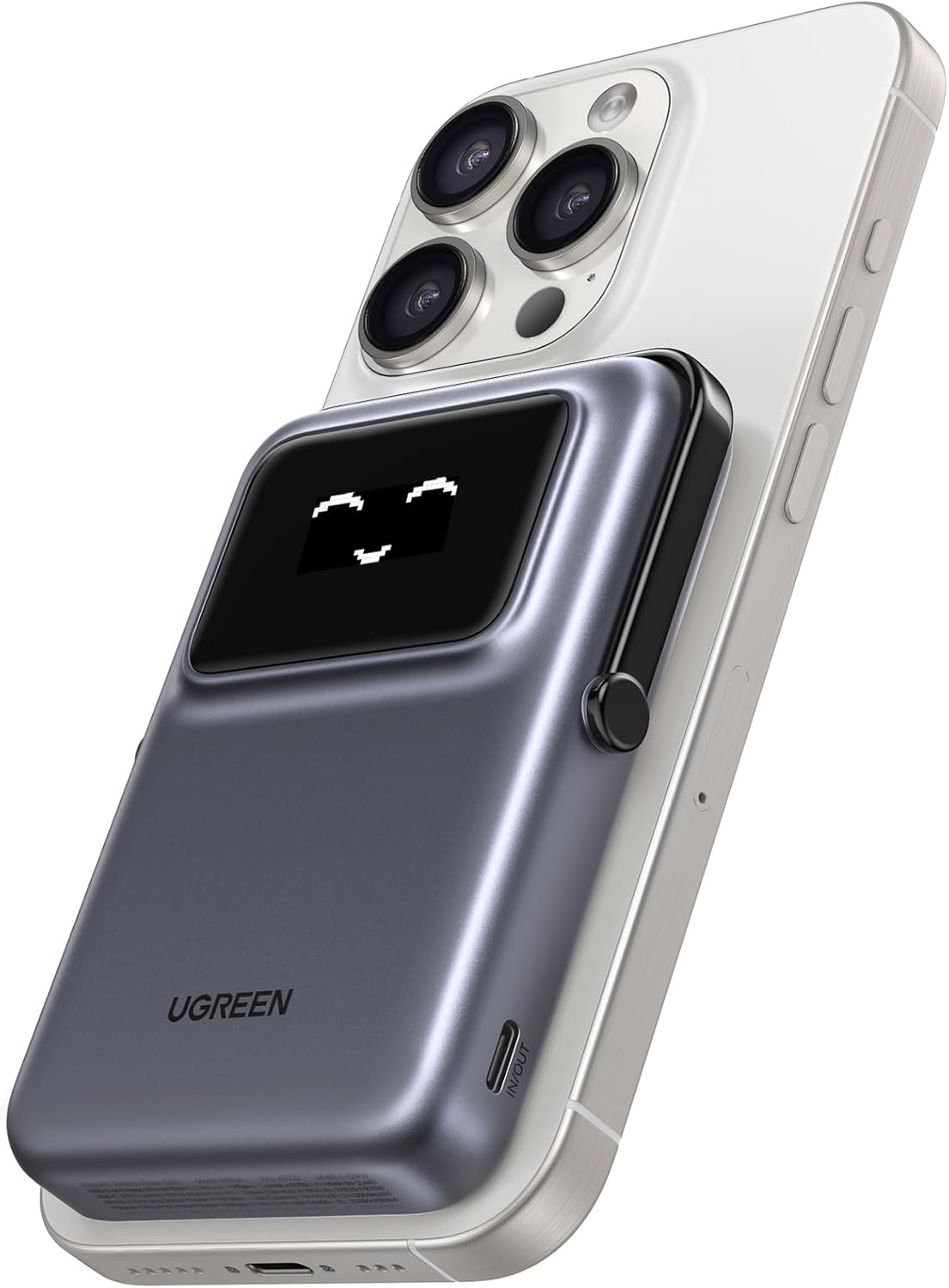 Baterie Externa Wireless UGREEN PB572 Uno, 10000mAh, 20W, PD + FQI, 1 x QI - 1 x USB-C, Gri