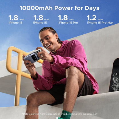 Baterie Externa Wireless UGREEN PB572 Uno, 10000mAh, 20W, PD + FQI, 1 x QI - 1 x USB-C, Gri