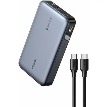 Baterie Externa UGREEN PB720 Nexode, 20000mAh, 100W, QC + PD, 1 x USB-A - 2 x USB-C, Gri, Resigilata