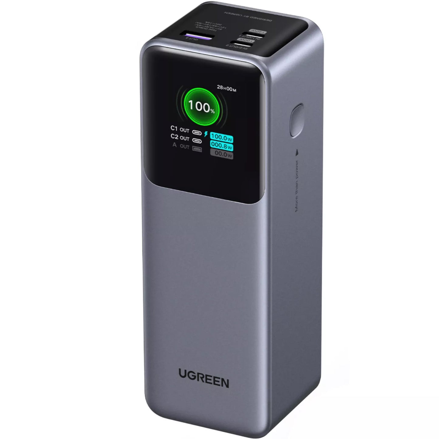 Baterie Externa UGREEN PB722, 25000mAh, 200W, QC + PD, 1 x USB-A - 2 x USB-C, Gri