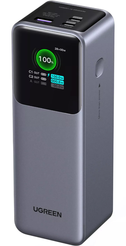 Baterie Externa UGREEN PB722, 25000mAh, 200W, QC + PD, 1 x USB-A - 2 x USB-C, Gri, Resigilata