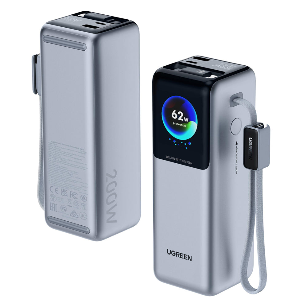 Baterie Externa UGREEN PB728 (75702B), 25000mAh, 200W, QC + PD, 1 x USB-A - 3 x USB-C, Gri