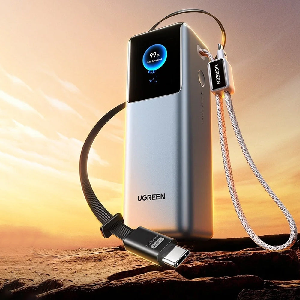 Baterie Externa UGREEN PB728 (75702B), 25000mAh, 200W, QC + PD, 1 x USB-A - 3 x USB-C, Gri