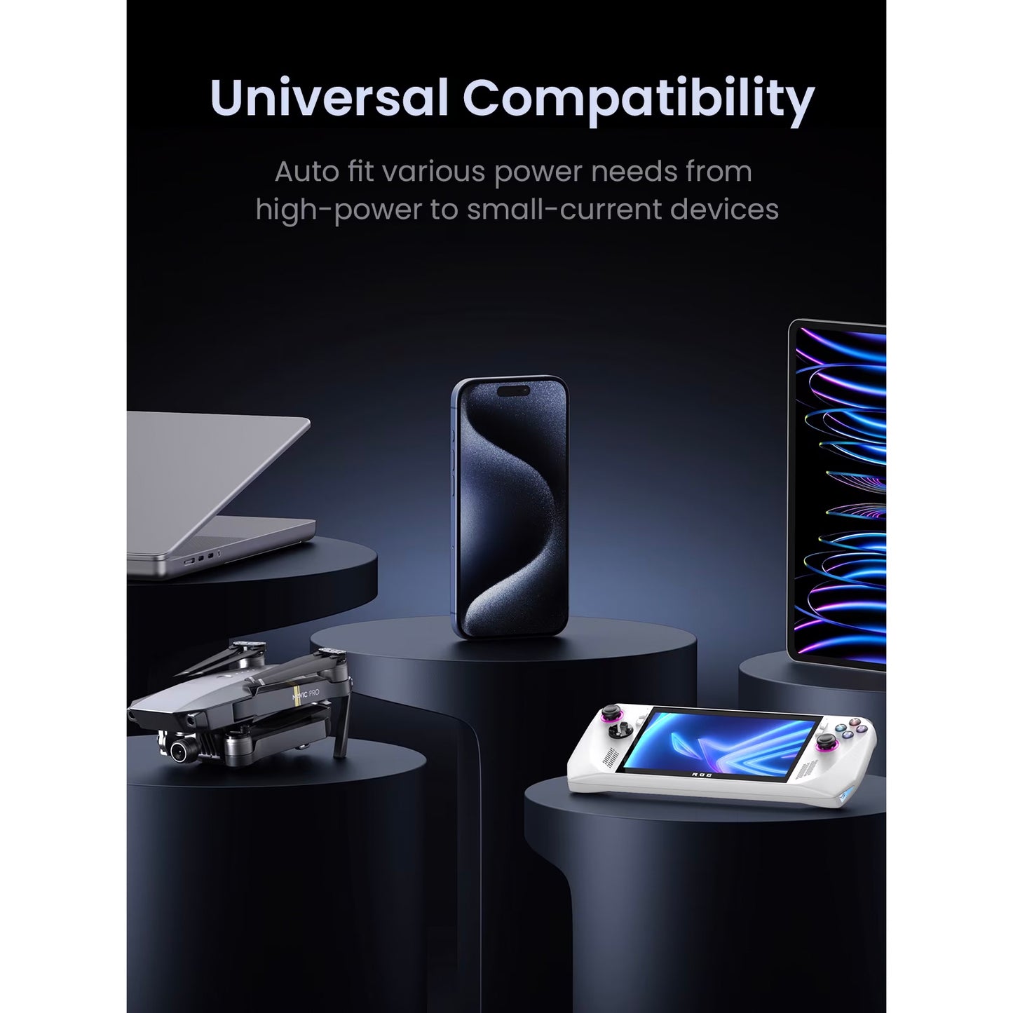 Baterie Externa UGREEN PB770, 48000mAh, 300W, QC + PD, 2 x USB-A - 3 x USB-C, Gri