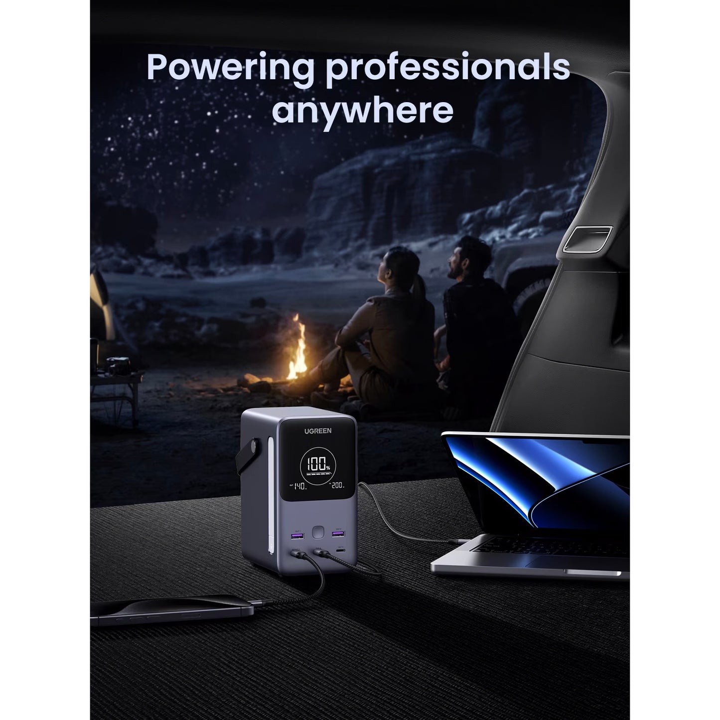 Baterie Externa UGREEN PB770, 48000mAh, 300W, QC + PD, 2 x USB-A - 3 x USB-C, Gri